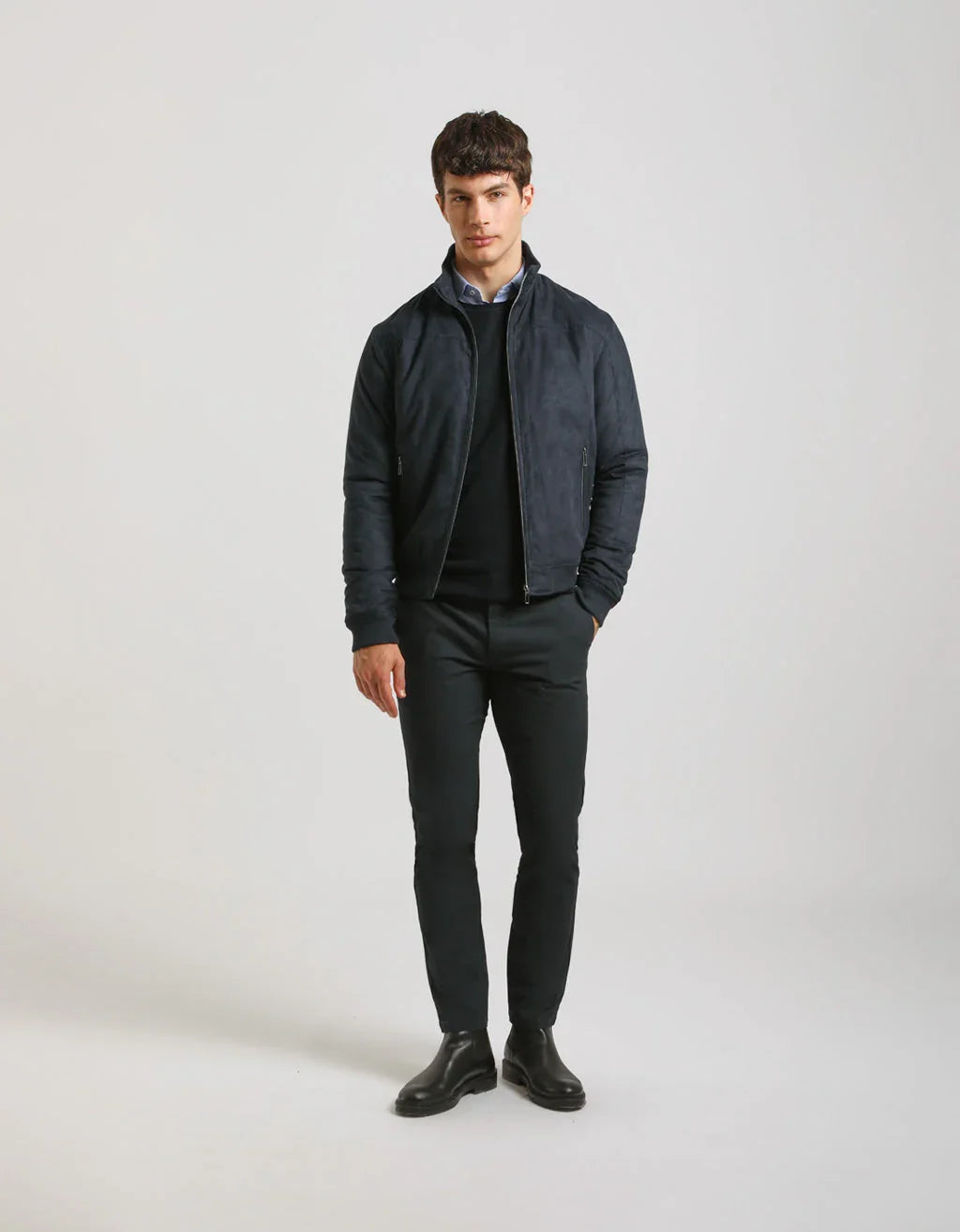 Suede-effect bomber jacket