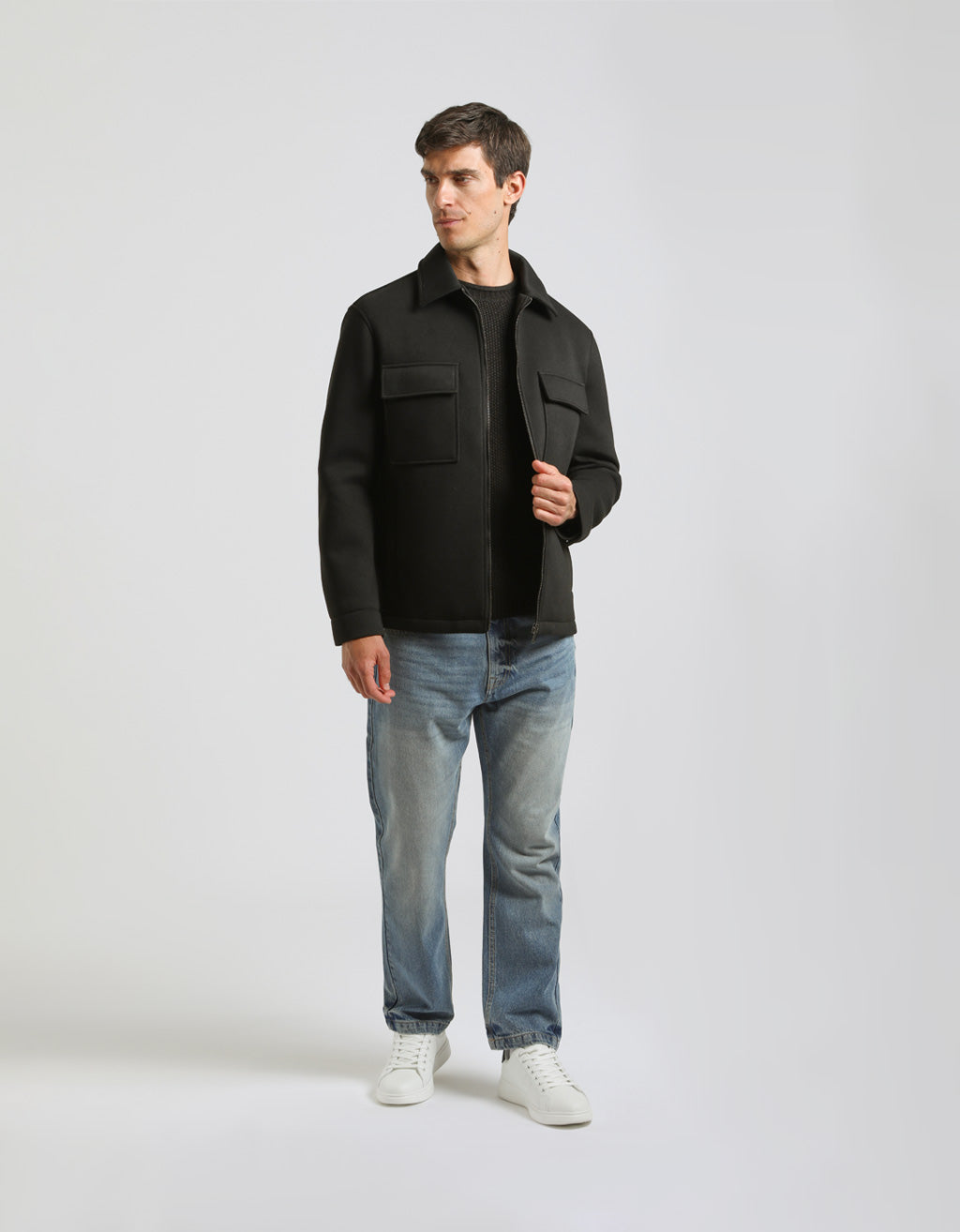 Technical fabric shirt jacket