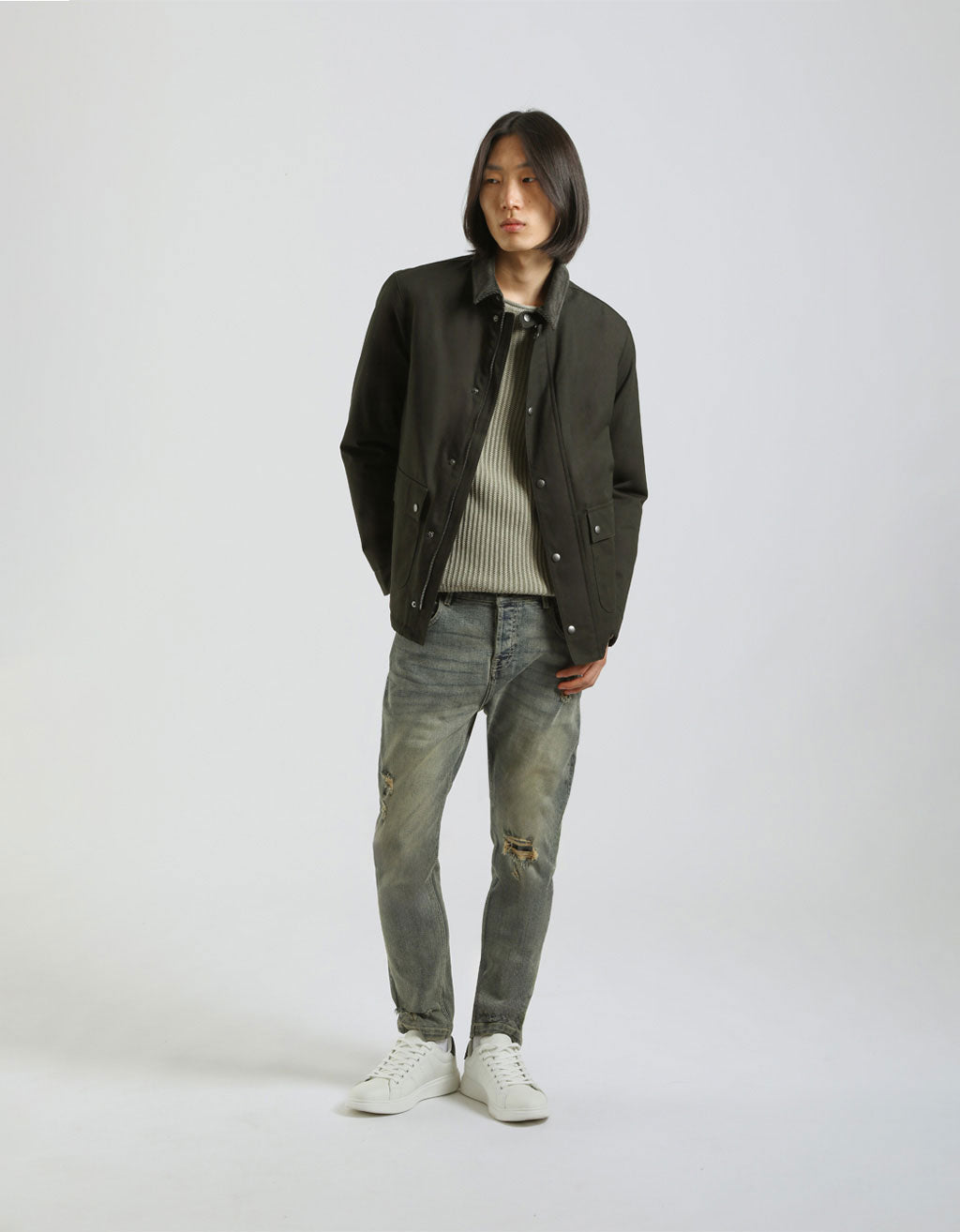 Giubbotto in cotone con collo in velluto