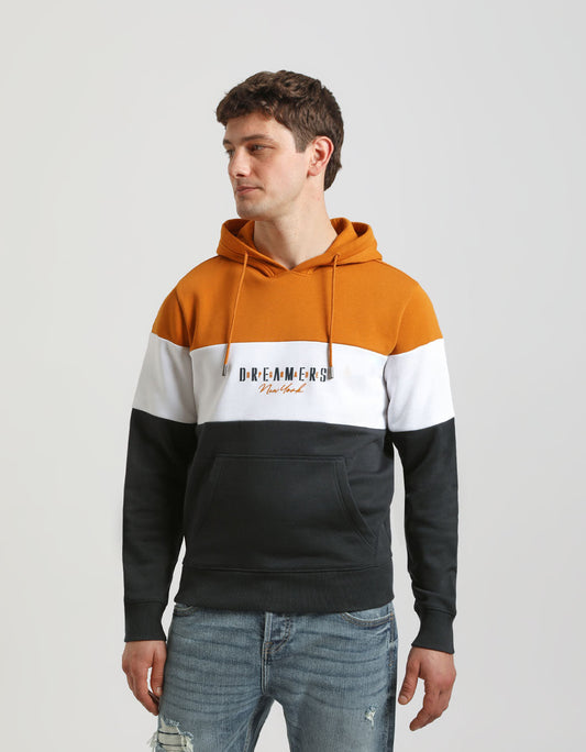 Felpa con cappuccio colorblock