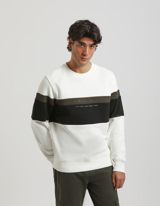 Felpa girocollo colorblock