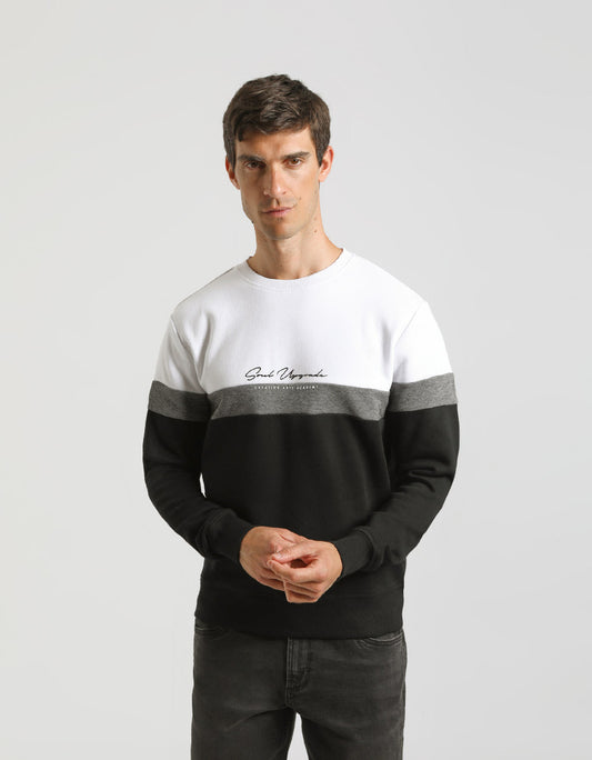 Felpa girocollo colorblock