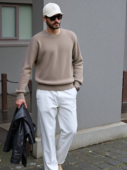 Pullover In Maglia Premium A Colore Pieno