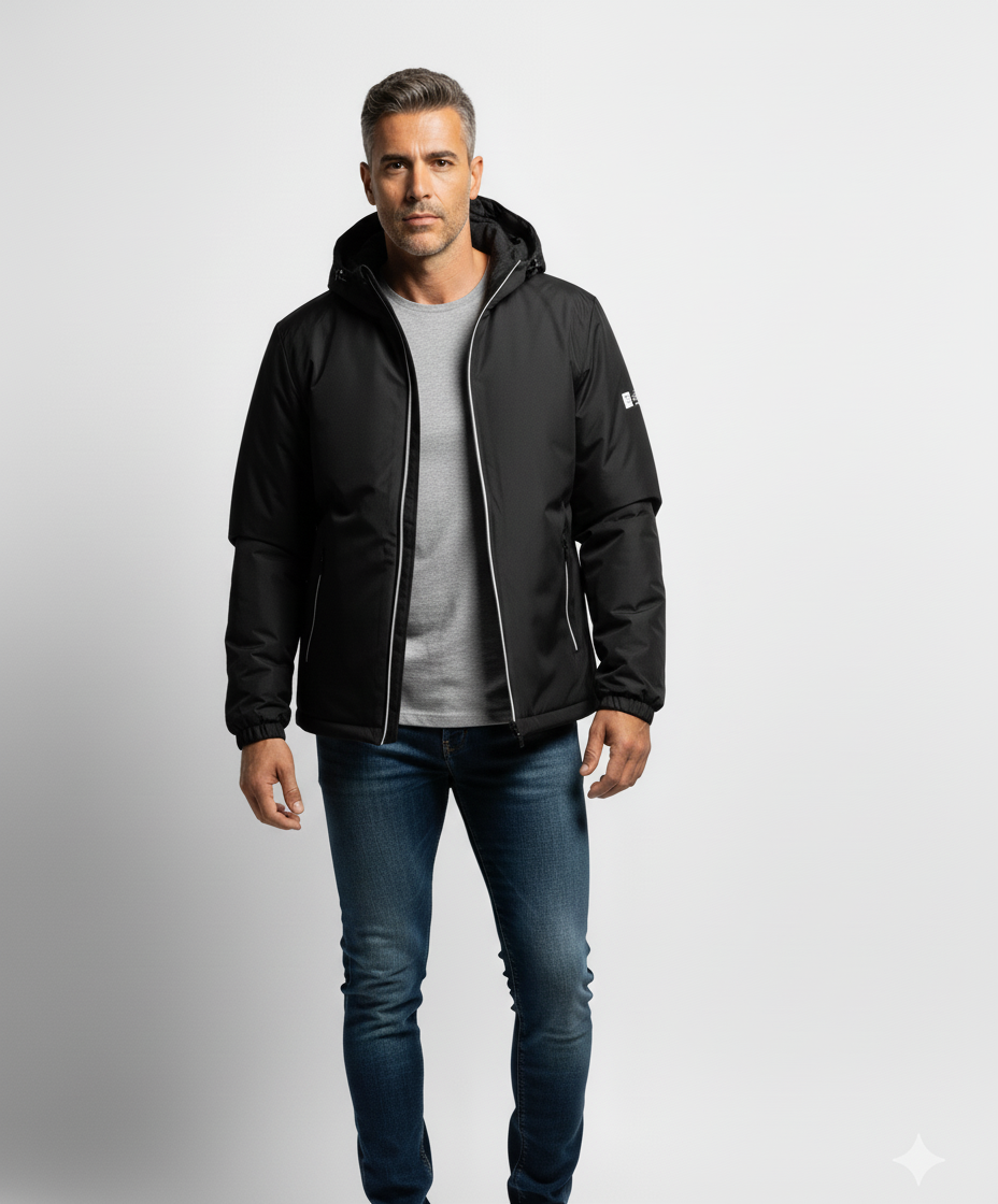 Giacca Calda Con Cappuccio E Fodera In Pile