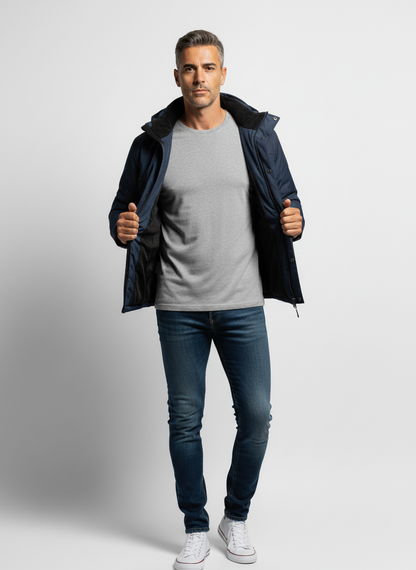 Giacca Calda Con Cappuccio E Fodera In Pile